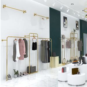 Idee per nuovi prodotti espositori per negozio di abbigliamento negozio appendiabiti stand boutique gold clothing wall rack - Product Image 5