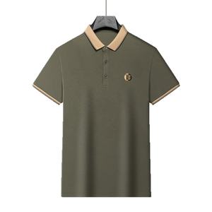 Offre Spéciale luxe hommes grande taille <span class=keywords><strong>Golf</strong></span> pour chemise couleur unie manches courtes bouton rabattu haute formelle tricoté conception foncé - Product Image 2