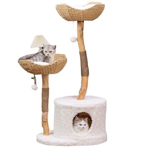 Cat Tree House 58x45x109cm 2 Levels Wood With <b>Scratching</b> <b>Post</b> And Nest For Cat - Product Image 5