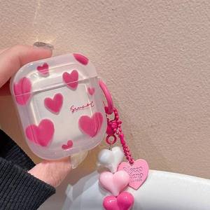 Étui pour écouteurs dessin animé <span class=keywords><strong>fleur</strong></span> amour coeur pour <span class=keywords><strong>AirPods</strong></span> 4 3 2 1 Pro2 Pro housse de protection pour casque transparent en TPU souple avec crochet - Product Image 3