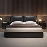Lit en cuir minimaliste italien, nouveau lit double moderne et minimaliste, mobilier de chambre principale