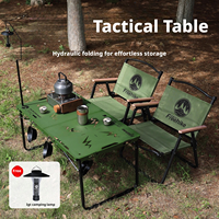 Table pliante tactique hydraulique IGT, moderne, en acier inoxydable, légère, portable, pour le camping en plein air, les pique-niques, le thé
