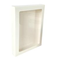 Boîte en papier rectangulaire blanche transparente avec fenêtre, boîte d'emballage personnalisée simple pour l'artisanat, les cadeaux, les ornements