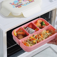 Boîte à lunch en plastique double couche de grande capacité avec logo personnalisé pour enfants avec couverts Conteneur de pique-nique portable pour le petit-déjeuner scolaire