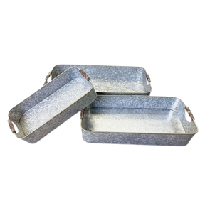 Bandeja de servicio galvanizada, utensilios de cocina, decoración de mesa, mango de Metal, bandeja de servicio galvanizada, bandeja de servicio para hoteles y restaurantes - Product Image 3