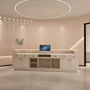 Mostrador de Recepción Curvo Moderno con LED, Mostrador de Bienvenida Contemporáneo para Salón de Belleza, Oficina, Vestíbulo de Hotel - Product Image 2