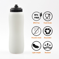 Bouteilles d'eau de sport d'extérieur sans BPA de 1000 ml, directement de l'usine, en plastique souple, anti-fuite, légères, à pression, avec logo personnalisé