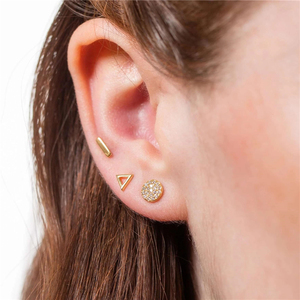 ROXI Ensemble de 3 paires de boucles d'oreilles clous rondes et triangulaires, style INS, polyvalentes et simples - Product Image 2