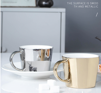 Ensemble tasse et soucoupe en céramique et porcelaine de luxe moderne, créatif, réfractaire, doré, compatible lave-vaisselle, sans plomb, pour café et thé