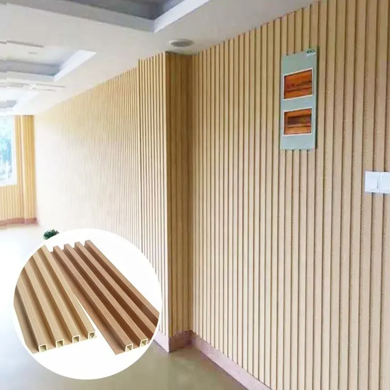 UK Indoor Decor Wood Plastic Composite PVC Coating Cladding Fluted Wall Board WPC Interior 3D slat Wall Panel