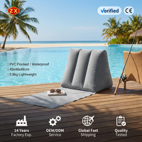 Coussin triangulaire gonflable en PVC floqué, imperméable, oreiller de plage, matelas, style chaise de pêche d'été, 1 place, léger