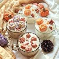 Großvolumige Sojawachs-Handgemachte Dessertbecher-Kerze in Kürbis- und Eichel-Formen, Cremiger Duft - Herbstliche Ambiente Duftkerze, Geburtstagsgeschenk