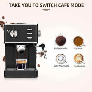 2-in-1 20Bar Semi-<b>Automatic</b> Espresso <b>Coffee</b> Maker Smart Multifunction Italian Stainless Steel Household 20Bar Achieves - Product Image 6