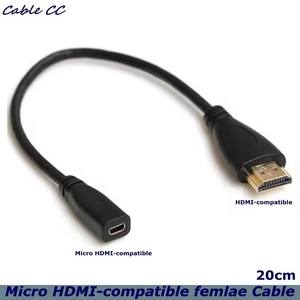 Câble adaptateur <span class=keywords><strong>Micro</strong></span> <span class=keywords><strong>HDMI</strong></span> femelle vers <span class=keywords><strong>HDMI</strong></span> mâle de 20 cm pour tablette et téléphone portable - Product Image 1