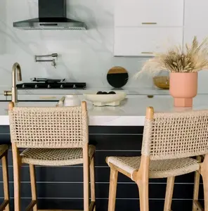 Tabouret à dossier haut en rotin, chaise de cuisine, Restaurant, Bar en bois, prix Direct usine, populaire Offre Spéciale