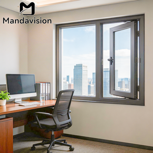 <span class=keywords><strong>Fenêtre</strong></span> à battant moderne en aluminium à rupture de pont thermique, sur mesure, double vitrage, résistante aux ouragans, avec moustiquaire pour villa et bureau - Product Image 2