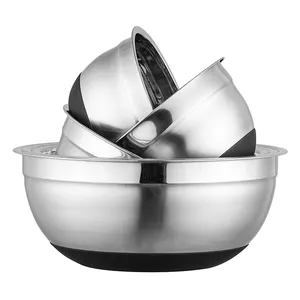 2023 Hot Sales Stainless Steel Non-slip Bottom Mixing Bowl Salad Bowl With Silicone Base