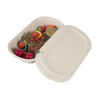 Boîte à lunch jetable en bagasse de canne à sucre à 2 compartiments de 850 ml avec couvercle pour les plats à emporter