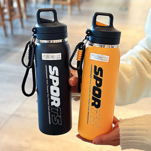 Bouteille d'eau isotherme à large ouverture de 600 ml, colorée, en gros, avec couvercle à ouverture rapide par pression et sangle - Product Image 5