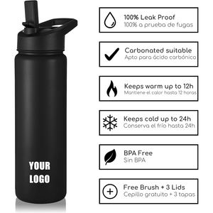 Bouteille d'eau thermique en acier inoxydable de 1000 ml avec paille, portable, étanche, sans BPA, pour enfants, eau bouillante, prête pour les fêtes - Product Image 3