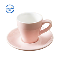 Umweltfreundliches Amerikanisches Pastellrosa Anpassbares Hotel-Porzellan-Trinkgeschirr, Professionelles Keramik-Kaffeetassen-Set mit Untertassen