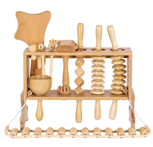 ชุดกล่องไม้ชุดเครื่องมือบำบัดเครื่องนวดป้องกันเซลลูไลต์พร้อมชั้นวางสุดหรูอุปกรณ์แกะสลักดูแลผิวหน้า - Product Image 1