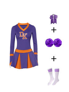 Vestido de Animadora Estilo <span class=keywords><strong>Vintage</strong></span> Europeo-Americano de Poliéster y Spandex con Manga Larga, Cuello en V, Cintura Imperio, Antiestático, con Estampado de Letras para Verano - Product Image 6