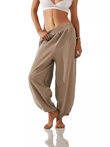 Pantaloni Casual da donna autunnali elasticizzati in vita a gambe larghe larghe con tasche da <span class=keywords><strong>palazzo</strong></span> Mid Harlan piatte e indipendenti - Product Image 2