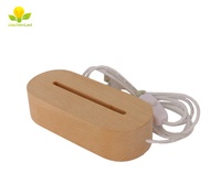 Support de lampe LED en bois rond alimenté par USB en gros, base de lampe de nuit pour acrylique