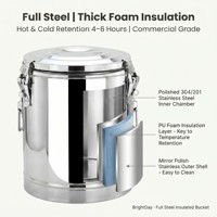 Contenedor de Alimentos Aislado de Acero Inoxidable, Barril para Catering Comercial, Calentador de Alimentos, Cubeta Térmica para Restaurante, Hotel, Buffet