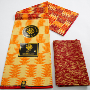 4+2yards Ankara African Gold Fabric Real Wax Fabric Pure Cotton <strong>Material</strong> Nigeria Ghana Kente Lace for Cloth <strong>Sewing</strong> DIY <strong>Materials</strong> - Product Image 3