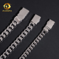 Bijoux Hip Hop 12mm 14mm 15mm Chaîne à maillons cubains Moissanite Argent 925 Lien cubain mosaïque glacé avec certificat GRA