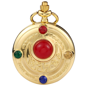 Reloj de Bolsillo Steampunk Moderno al por Mayor, Colgante Dorado con Diseño de Sakura Sailor Moon, Cosplay de Anime con Movimiento de Cuarzo y Cadena Incluida - Product Image 2