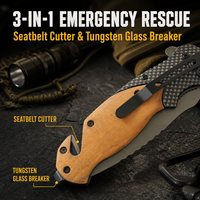 Couteau de poche pliant EDC en acier inoxydable 3Cr13 avec manche en bois d'olivier, lame revêtue de titane, outil de sauvetage et de camping, vente en gros, OEM