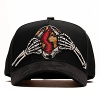 Casquette de baseball unisexe style streetwear américain pour homme, avec broderie tête de mort, motif Argyle, impression en relief, respirante et imperméable