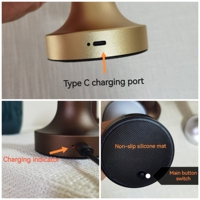 Lámpara de Mesa Inalámbrica de Metal de 5200 mAh con Cargador Inalámbrico Qi y Control Remoto, Lámpara Recargable Moderna para Hotel y Restaurante