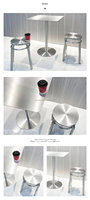 Ensemble table à manger et chaises de café d'extérieur en acier inoxydable de style industriel, petit tabouret carré tendance pour machines de cuisine