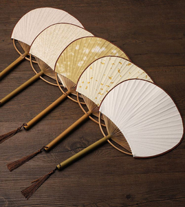 Xinrunjin ไม้ไผ่วินเทจด้ามจับยาวการประดิษฐ์ตัวอักษรพัดเปล่าพื้นผิว DIY พัดออกแบบได้เองสไตล์จีนโบราณ - Product Image 6