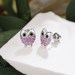 Dylam New Arrival Hypoallergenic Nickel Free 925 Sterling <b>Silver</b> Kid Children 5A CZ Cubic Zirconia Tiny Owl <b>Stud</b> <b>Earrings</b> - Product Image 6
