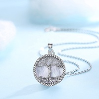 Collier pendentif Arbre de Vie en argent sterling 925 avec nacre blanche d'abalone