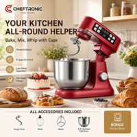 Robot pâtissier électrique Cheftronic SM-B08P 6L avec écran tactile couleur, balance intégrée et fonction de fermentation pour la cuisine domestique