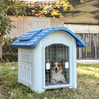 Nichoir pour chien en plastique pliable, abri extérieur toutes saisons avec fenêtre, design imperméable et plateau en plastique
