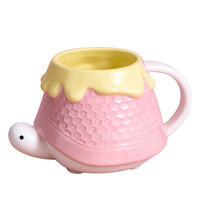 Tasse créative en nid d'abeille avec couvercle Conception de tortue mignonne Cadeau d'anniversaire pratique pour les filles Meilleur ami Cadeau Souvenir Tasse