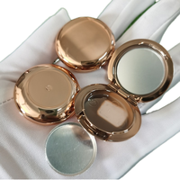 Y014 Mini Boîtier de Fard à Paupières de Luxe Or Rose, Emballage Cosmétique Vide, Contenant de Blush, Boîte Compacte à Poudre avec Miroir, Boîtes en Plastique de Qualité