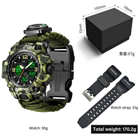 Montre de survie extérieure 2026 pour homme, analogique-numérique, double fuseau horaire, électronique, étanche, sportive, tactique, ensemble
