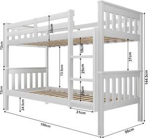 <span class=keywords><strong>Lit</strong></span> <span class=keywords><strong>superposé</strong></span> moderne en pin massif Linrun Meija de 3 pieds, blanc, avec échelle à <span class=keywords><strong>hauteur</strong></span> réglable pour les chambres d'enfants - Product Image 4