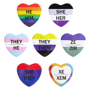 Broches en étain LGBT Pride Raimbow avec pronoms, bouton souple en forme de cœur, HE/HIM THEY/THEM, broches de revers, badges, bijoux, cadeaux - Product Image 3