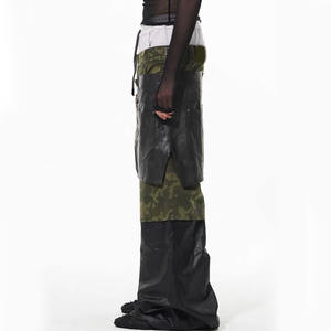 Pantaloni Cargo larghi a vita alta personalizzati multistrato con pannelli a contrasto <span class=keywords><strong>per</strong></span> uomo pantaloni larghi stampati mimetici autunnali - Product Image 3