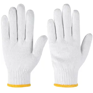 Factory Price Cheap Working Glove 7/10 Gauge Cotton Knitted Safety Industrial Construction Natural White Gloves