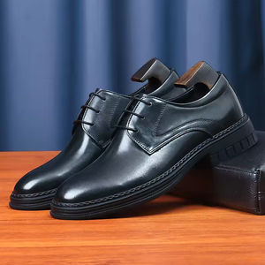 Zapatos Oxford de Cuero Genuino para Hombre, Estilo Casual de Negocios, Punta Cerrada, Cierre con Cordones, Antideslizantes, Nuevo Estilo 2025, Ajuste Ancho, Formales - Product Image 4